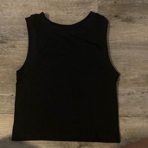 Black nylon crop top from Free People
